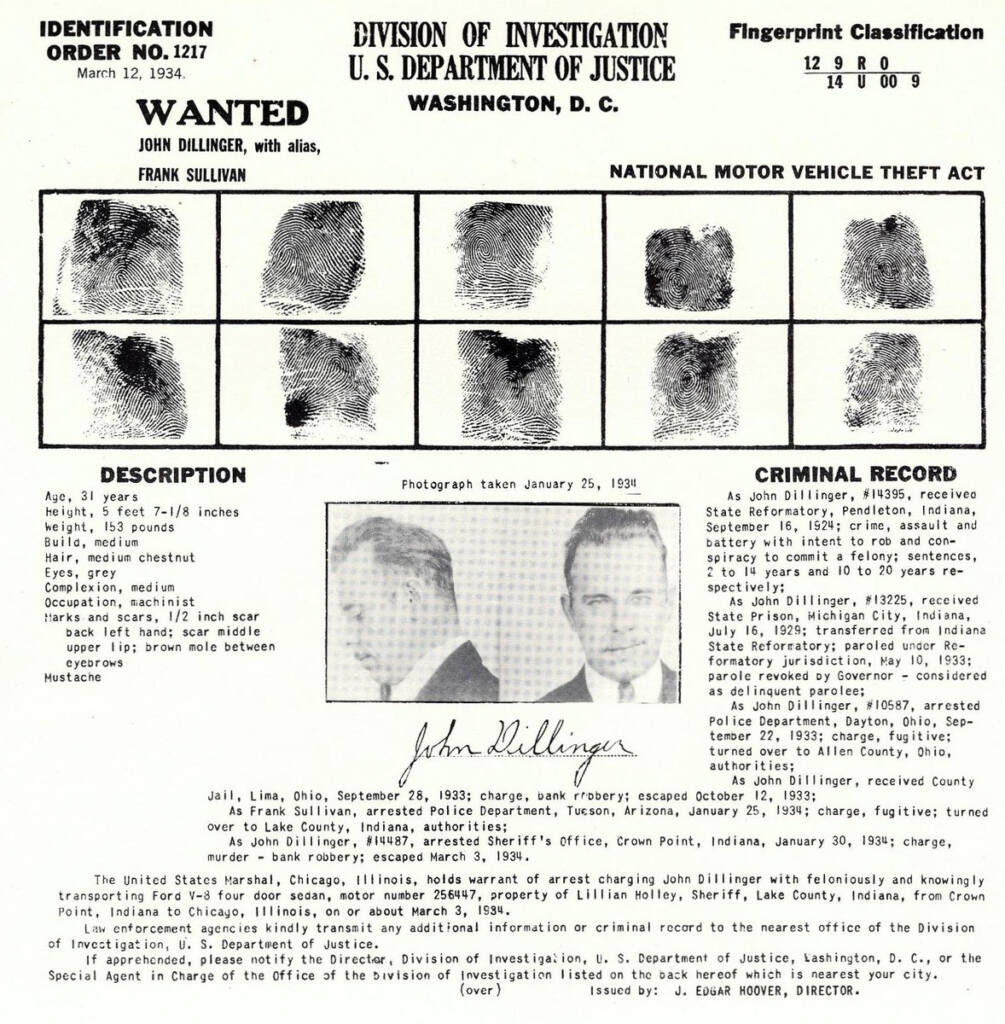 John Dillinger Fingerprints